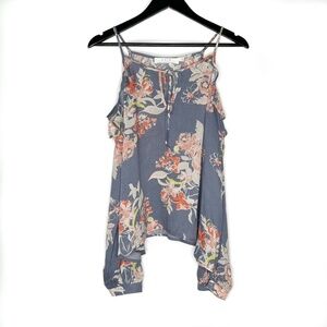 ASTR The Label Blouse Blue Cold Shoulder Ruffle Blouse